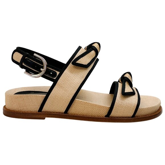 Alexandre Birman Natural Grosgrain Raffia Sport Sandals - Picture 2 of 8